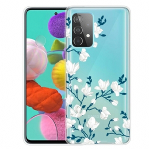 Handyhülle Für Samsung Galaxy A72 4G / 5G Weiße Blumen