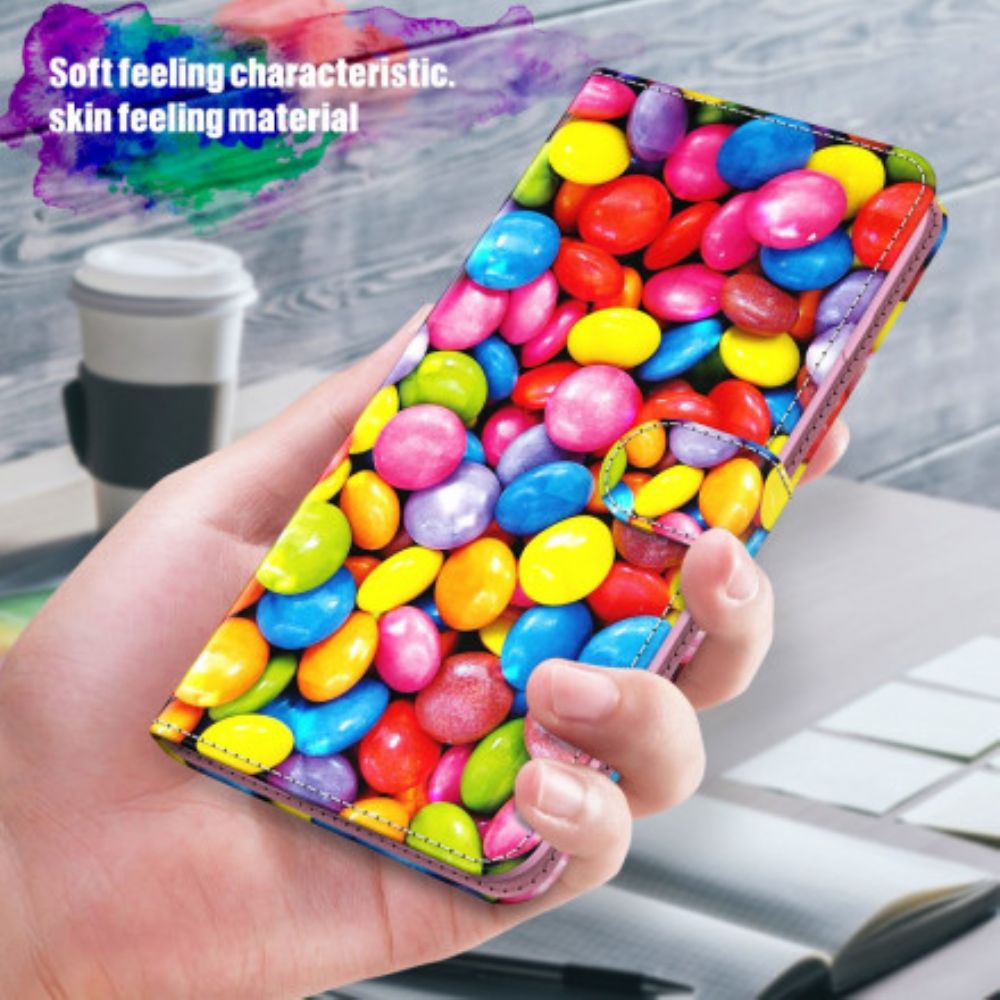 Lederhüllen Für Samsung Galaxy A72 4G / 5G Light Spot Candy Mit Lanyard