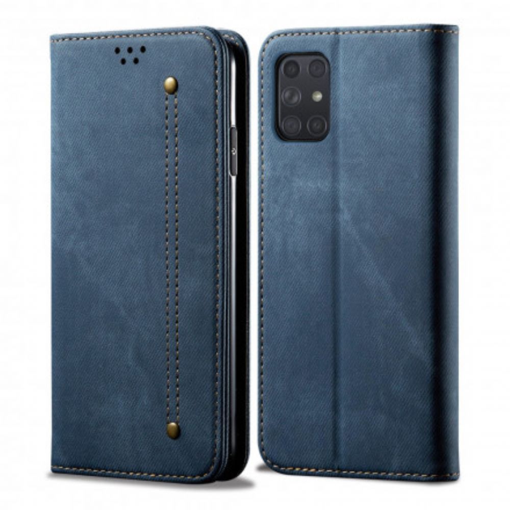 Schutzhülle Für Samsung Galaxy A72 4G / 5G Flip Case Jeansstoff