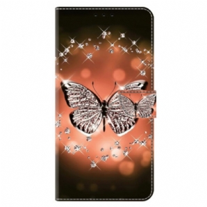 Lederhüllen Für Xiaomi 14 Pro Kristallschmetterling