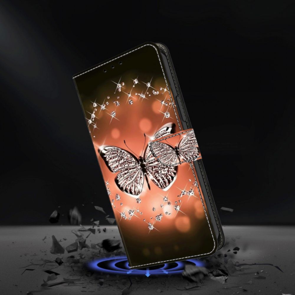 Lederhüllen Für Xiaomi 14 Pro Kristallschmetterling