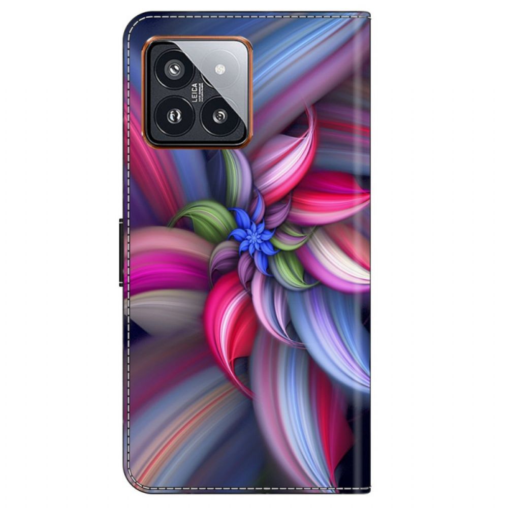 Lederhüllen Xiaomi 14 Pro Bunte Blumen