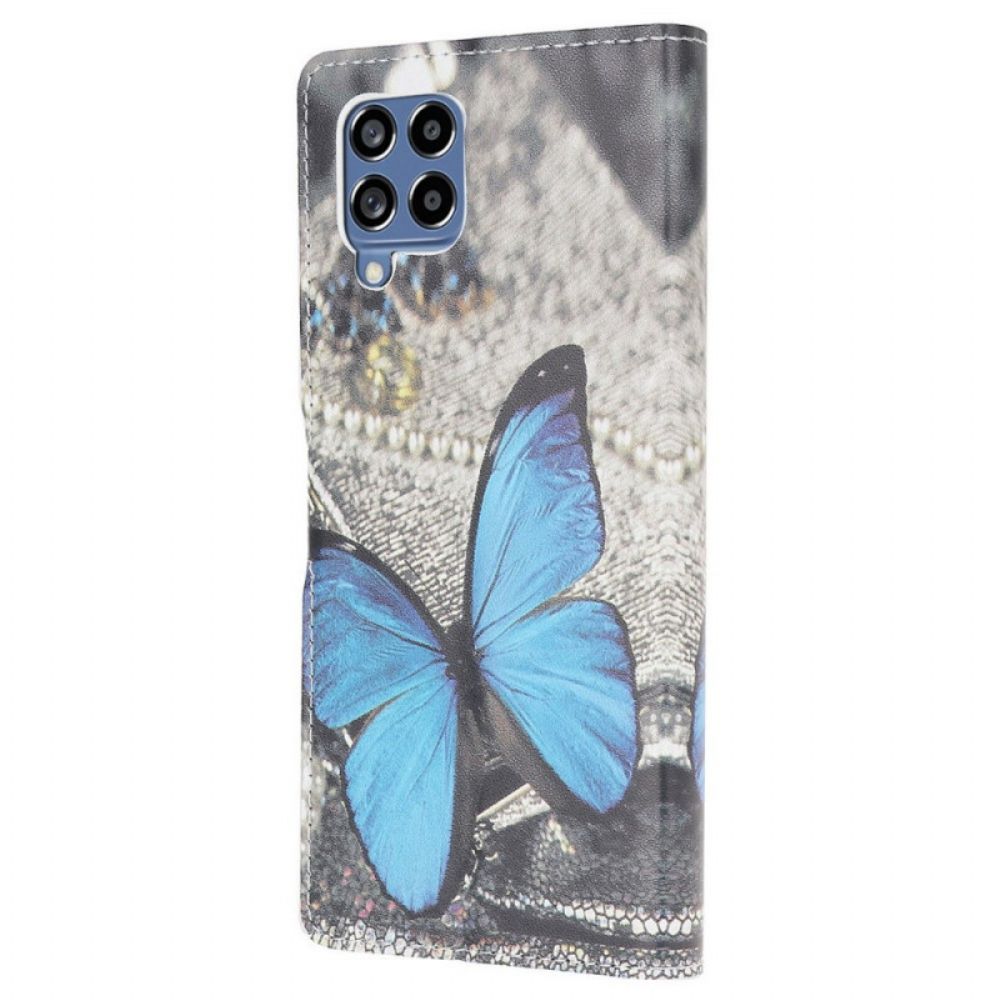 Flip Case Für Samsung Galaxy M53 5G Blauer Schmetterling