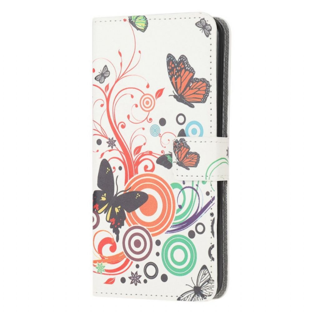 Flip Case Für Samsung Galaxy M53 5G Bunte Schmetterlinge