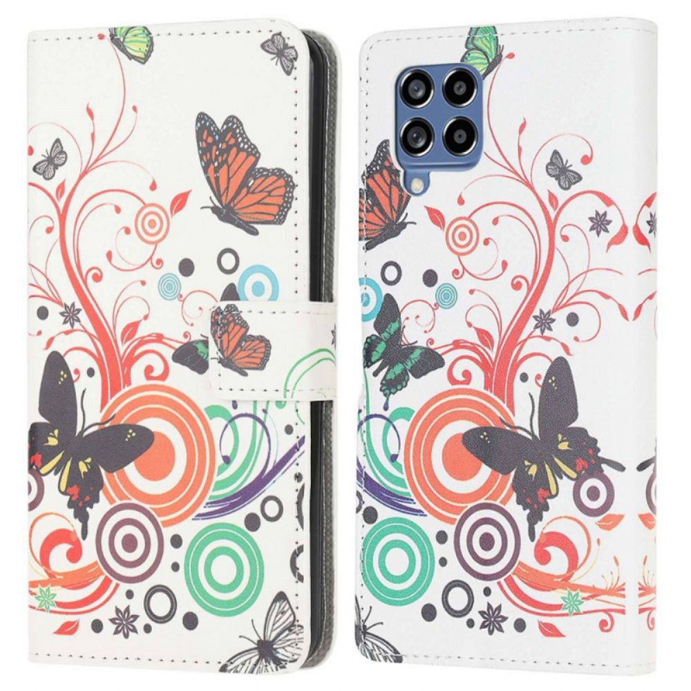 Flip Case Für Samsung Galaxy M53 5G Bunte Schmetterlinge