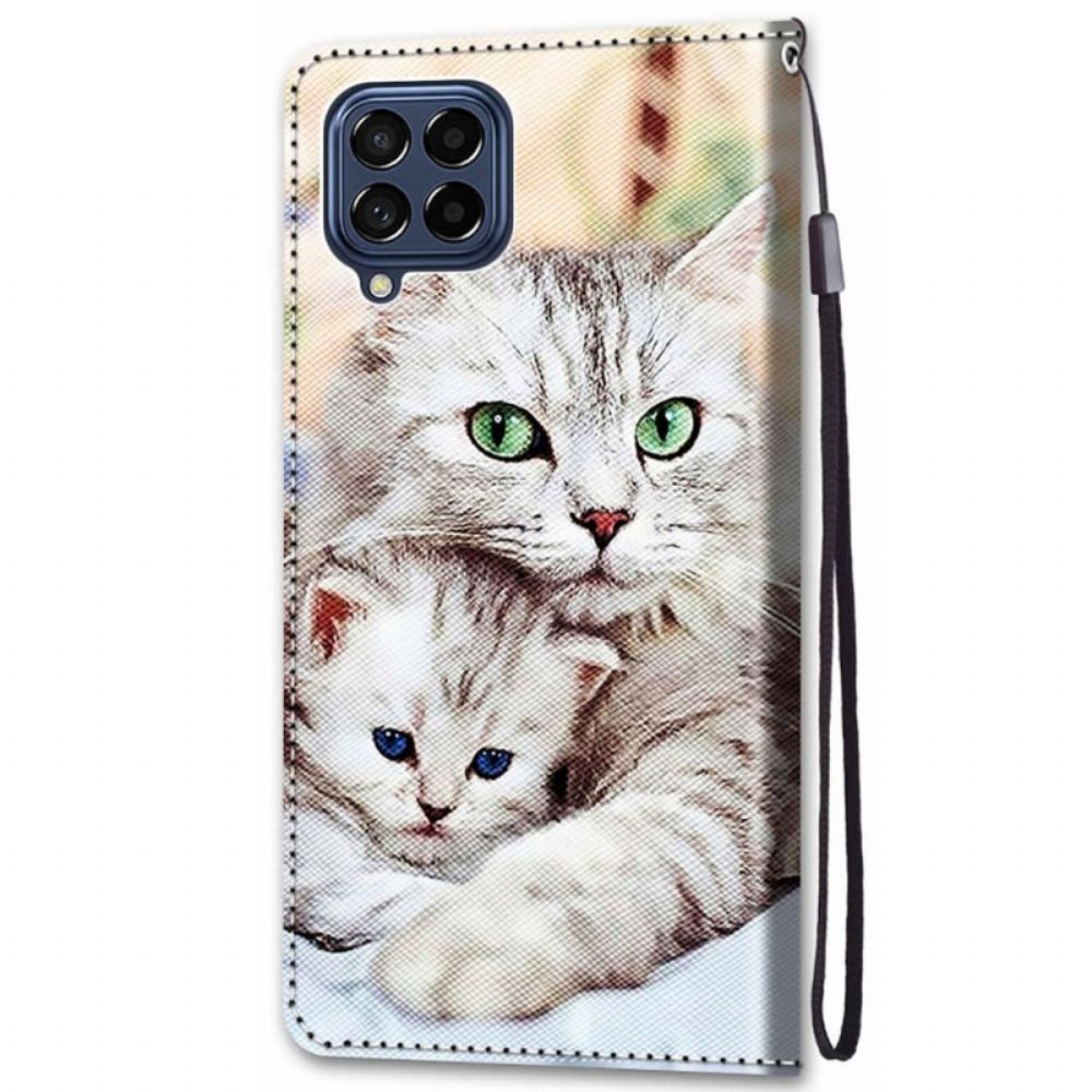 Flip Case Für Samsung Galaxy M53 5G Katzenfamilie