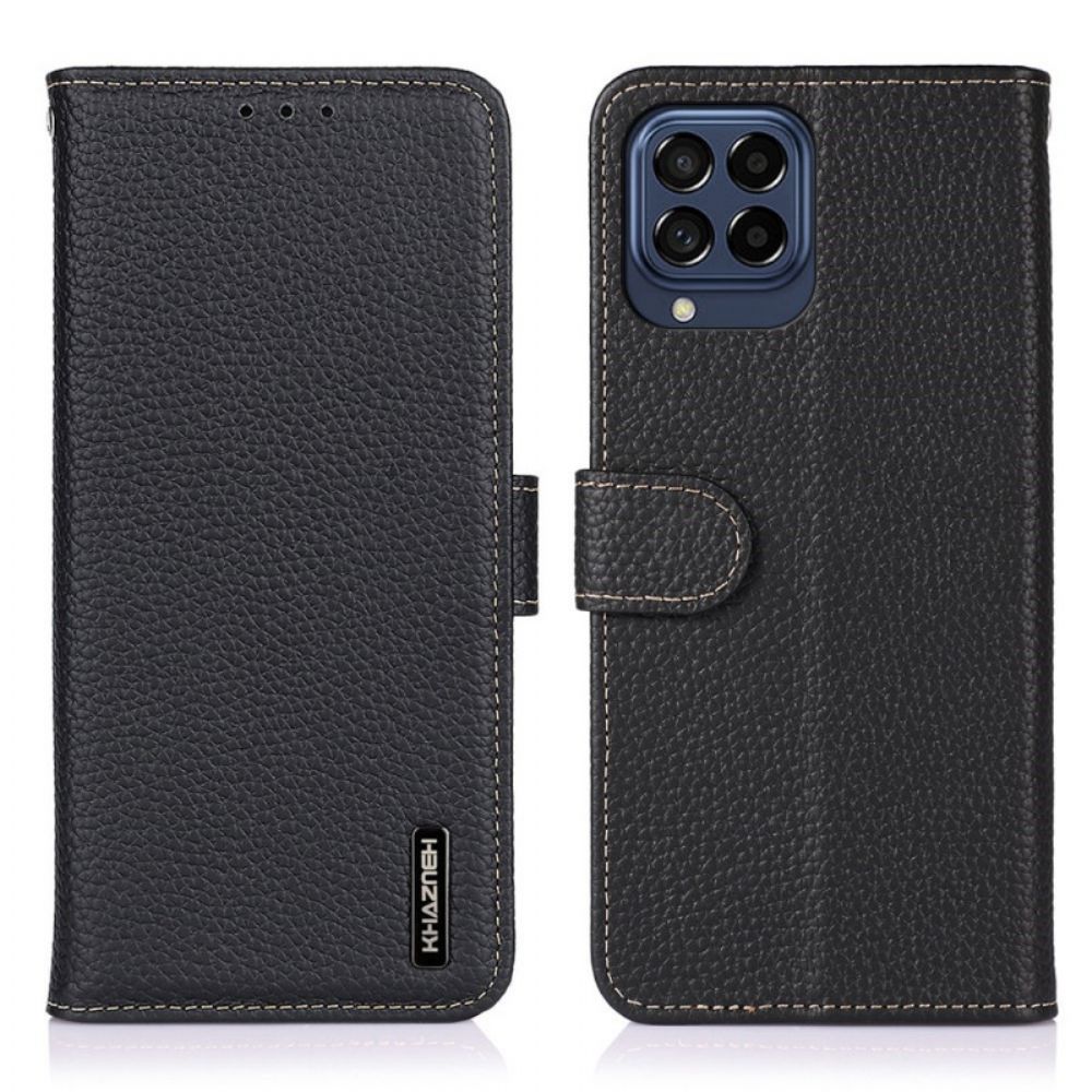 Flip Case Für Samsung Galaxy M53 5G Litschi Khazneh Leder