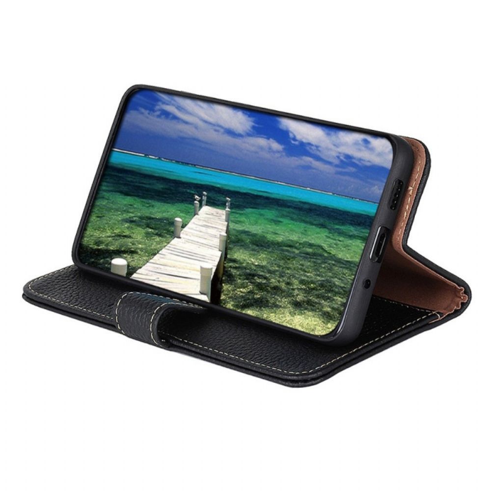 Flip Case Für Samsung Galaxy M53 5G Litschi Khazneh Leder