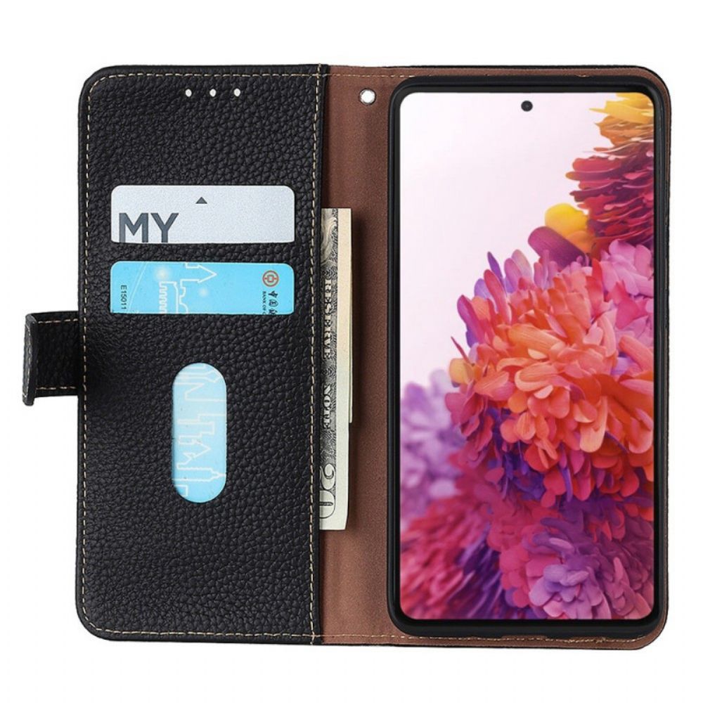 Flip Case Für Samsung Galaxy M53 5G Litschi Khazneh Leder