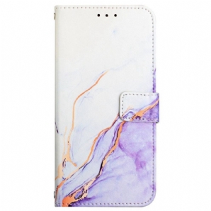 Flip Case Für Samsung Galaxy M53 5G Marmor Mit Riemen