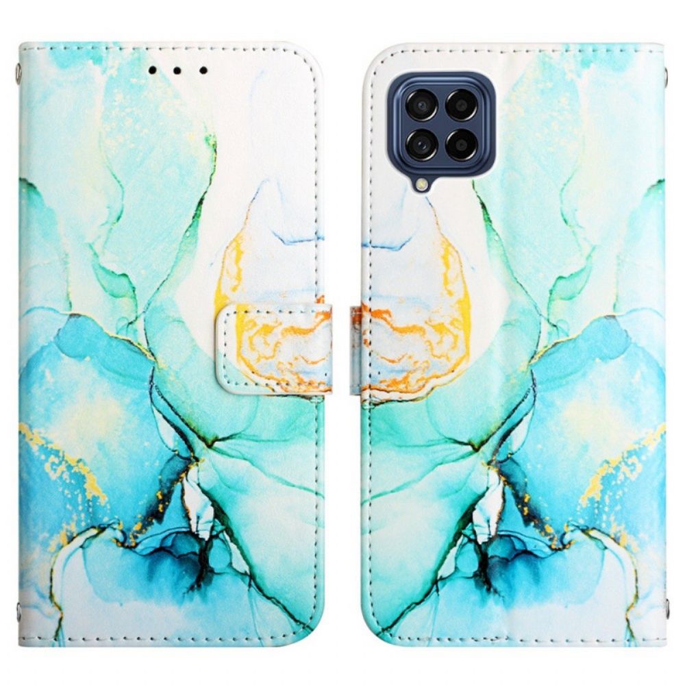 Flip Case Für Samsung Galaxy M53 5G Marmor Mit Riemen