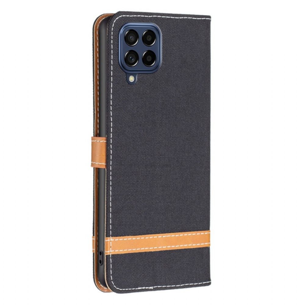 Flip Case Für Samsung Galaxy M53 5G Mit Kordel Armband In Stoff- Und Lederoptik