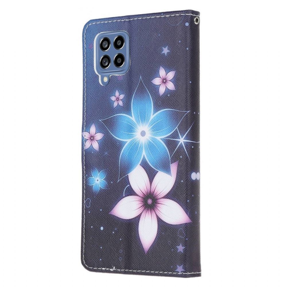 Flip Case Für Samsung Galaxy M53 5G Mit Kordel Mondblumenband