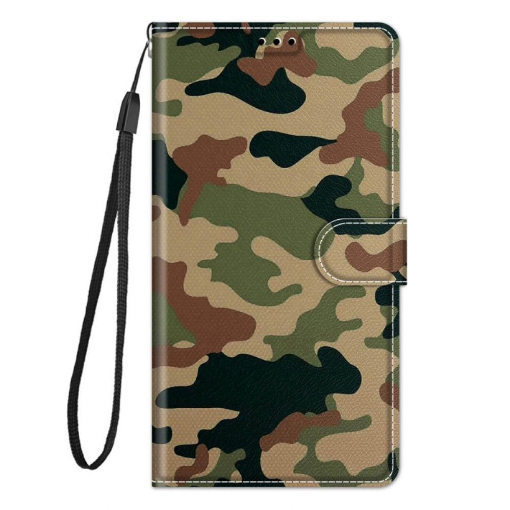 Flip Case Für Samsung Galaxy M53 5G Mit Kordel Tanga Camo