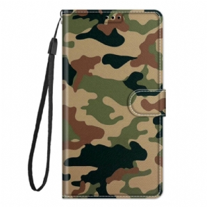 Flip Case Für Samsung Galaxy M53 5G Mit Kordel Tanga Camo