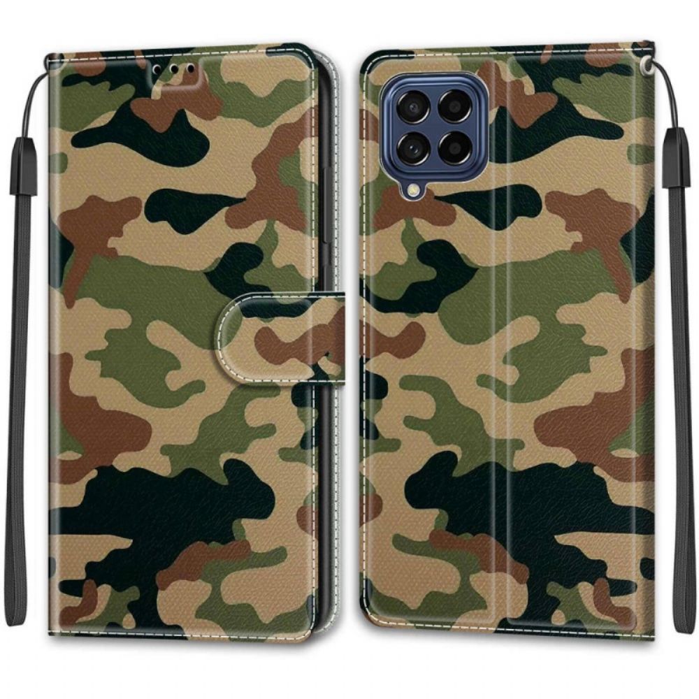 Flip Case Für Samsung Galaxy M53 5G Mit Kordel Tanga Camo