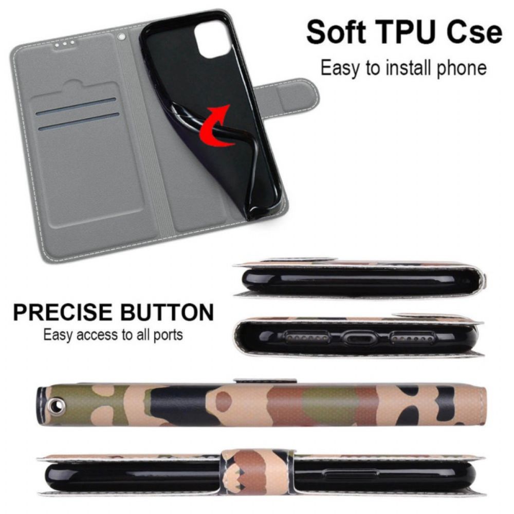 Flip Case Für Samsung Galaxy M53 5G Mit Kordel Tanga Camo