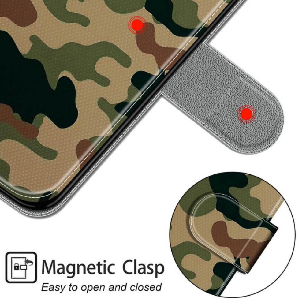 Flip Case Für Samsung Galaxy M53 5G Mit Kordel Tanga Camo