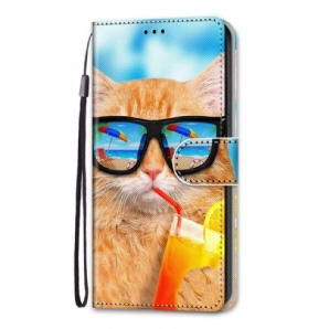 Flip Case Für Samsung Galaxy M53 5G Mit Kordel Tanga Star Cat