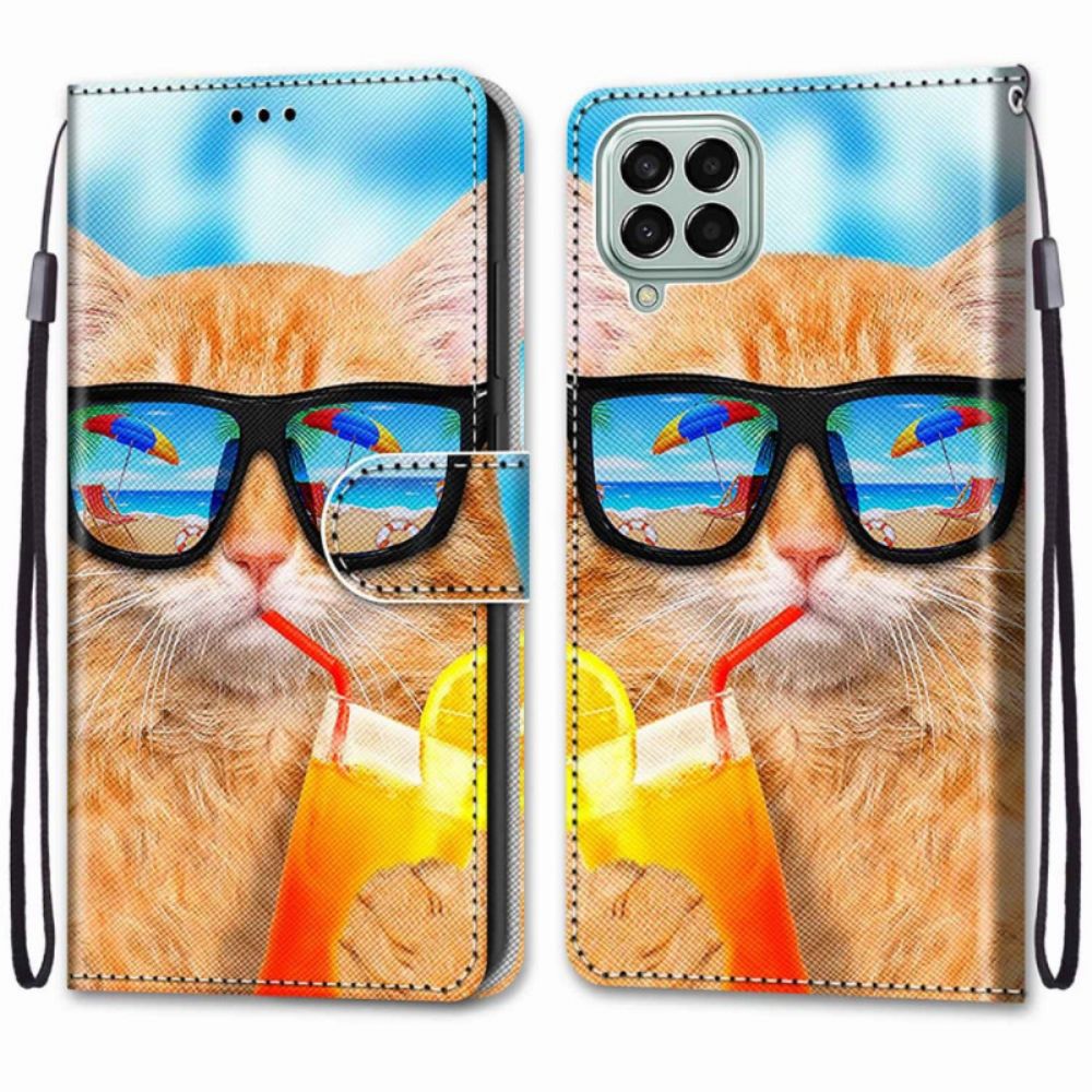 Flip Case Für Samsung Galaxy M53 5G Mit Kordel Tanga Star Cat