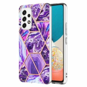 Handyhülle Für Samsung Galaxy M53 5G Auffälliger Geometrischer Marmor