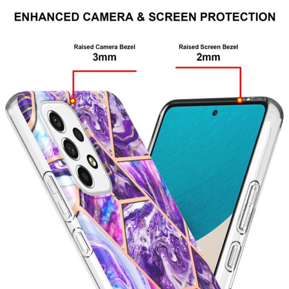 Handyhülle Für Samsung Galaxy M53 5G Auffälliger Geometrischer Marmor