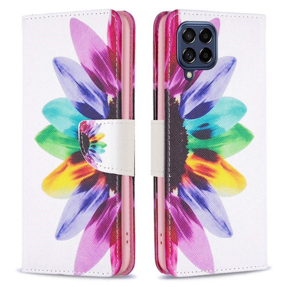 Lederhüllen Für Samsung Galaxy M53 5G Aquarell Blume