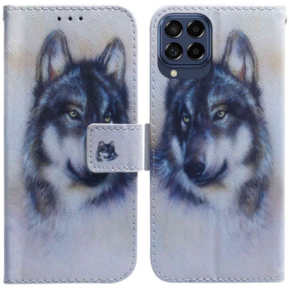 Lederhüllen Für Samsung Galaxy M53 5G Aquarell Hund