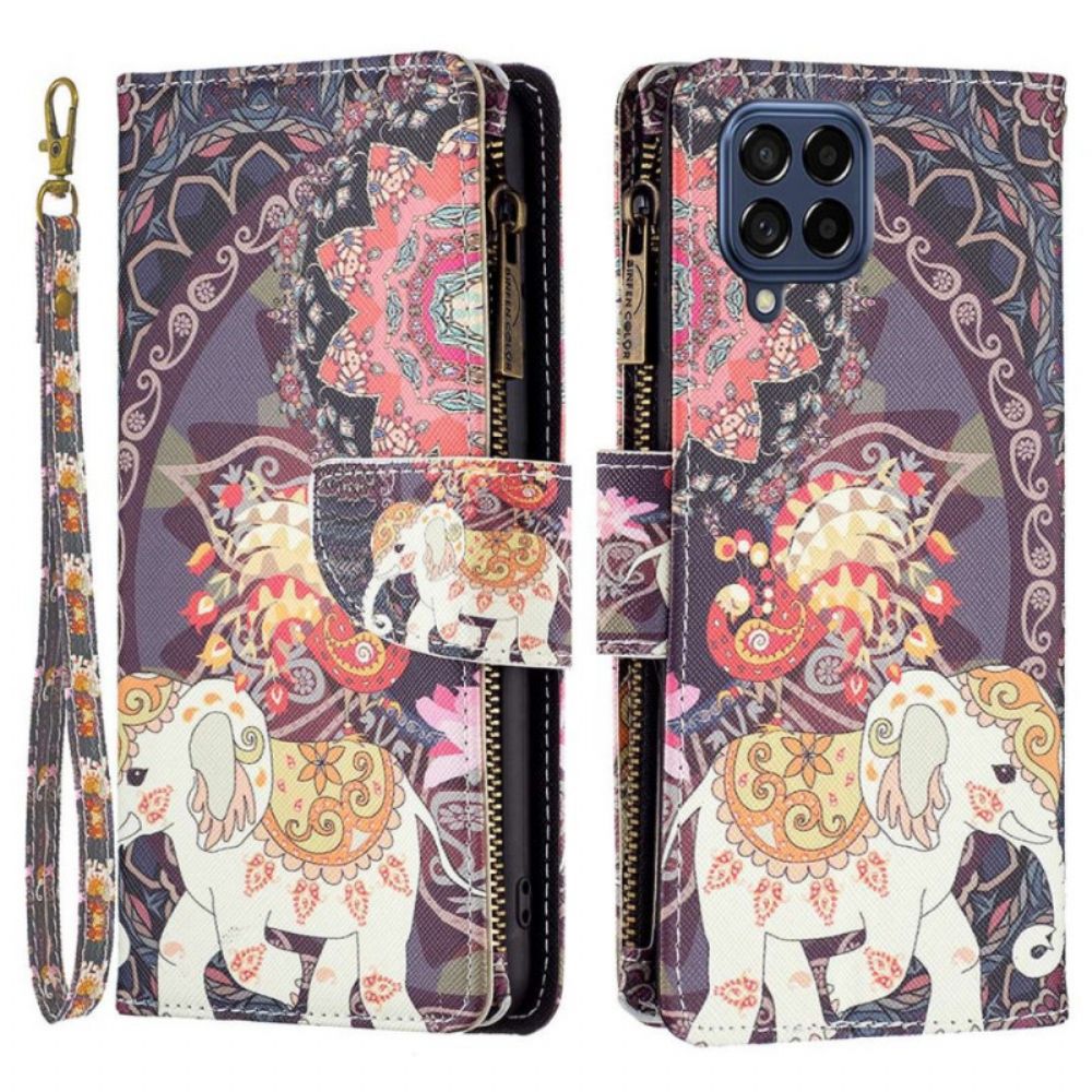 Lederhüllen Für Samsung Galaxy M53 5G Geldbörse Elephant Wallet