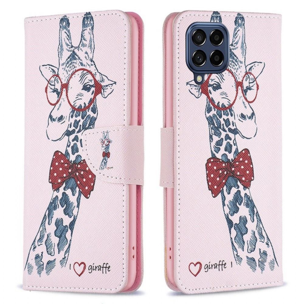 Lederhüllen Für Samsung Galaxy M53 5G Nerdige Giraffe