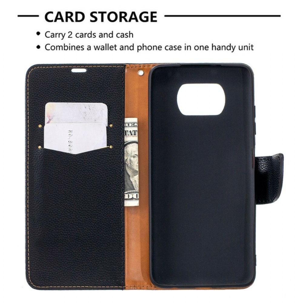 Flip Case Für Poco X3 / X3 Pro / X3 NFC Flip Case Litschi-klappe Schräg