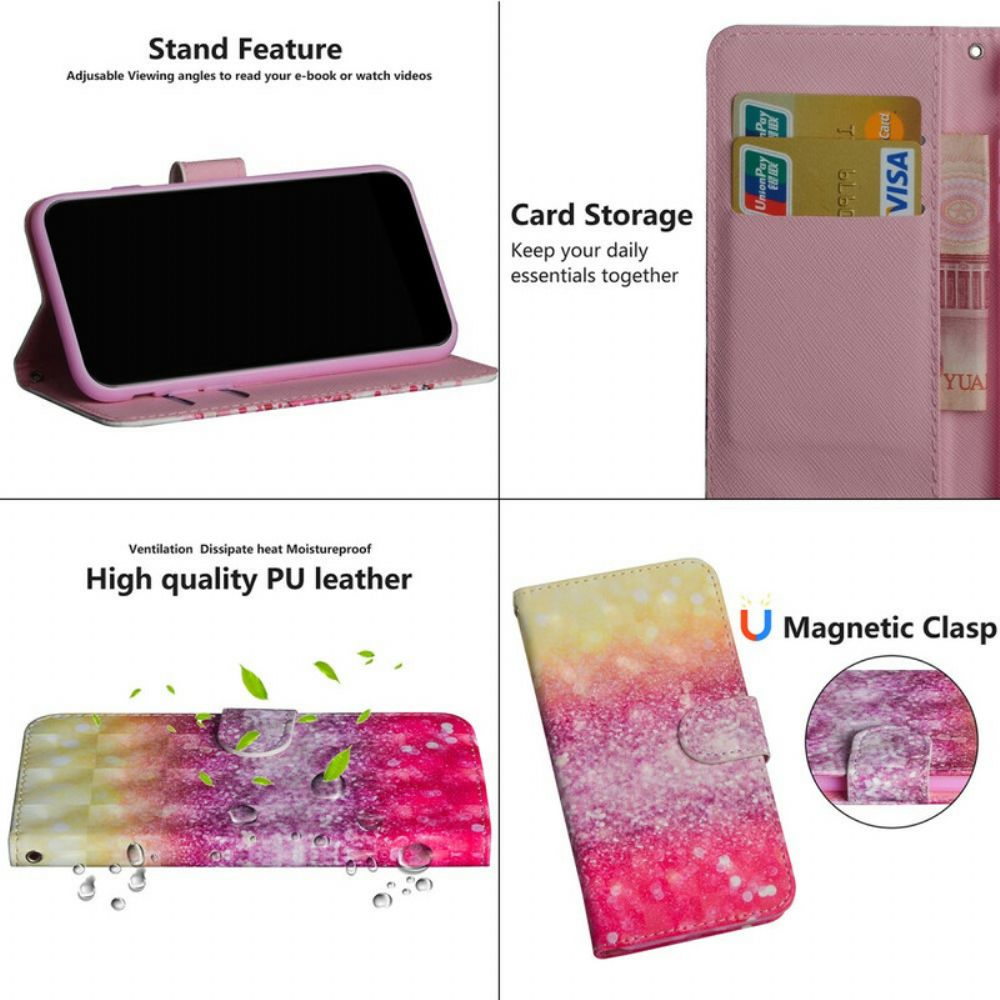 Flip Case Für Poco X3 / X3 Pro / X3 NFC Magentafarbener Glitzerverlauf