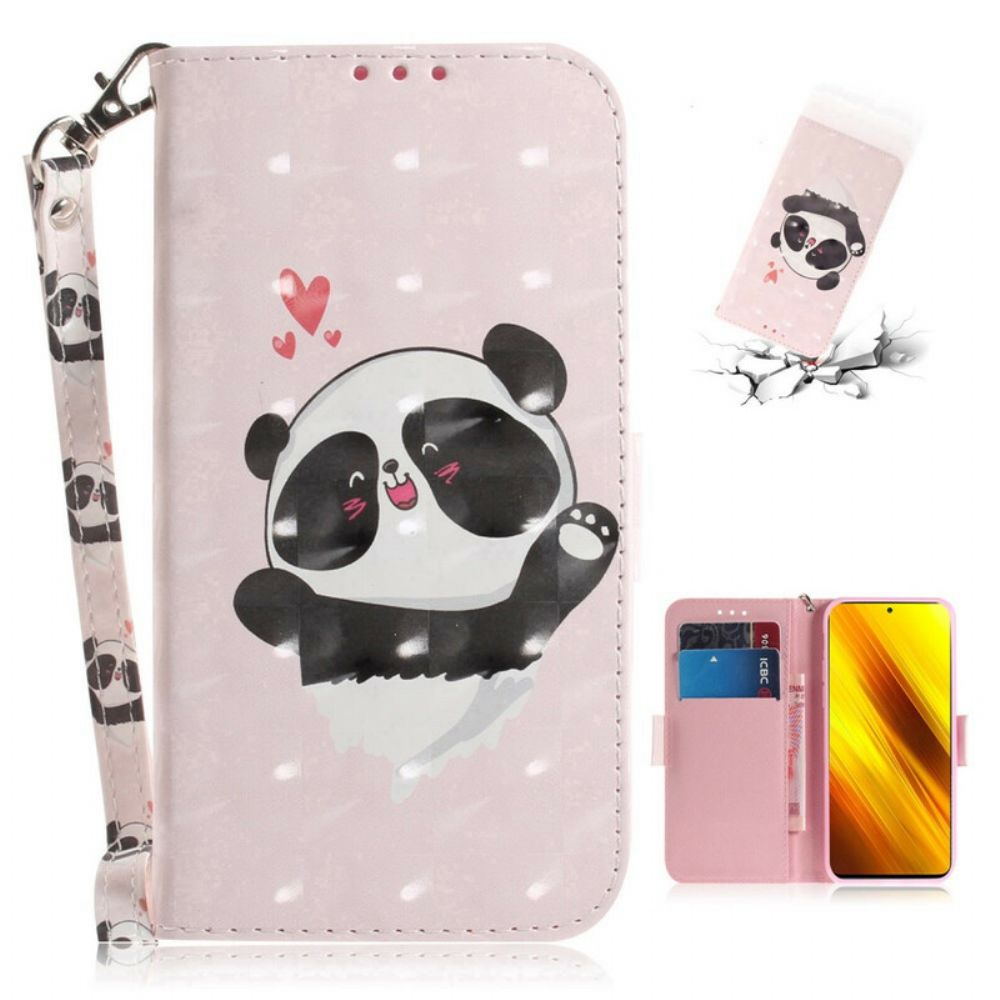 Flip Case Für Poco X3 / X3 Pro / X3 NFC Mit Kordel Tanga-panda-liebe