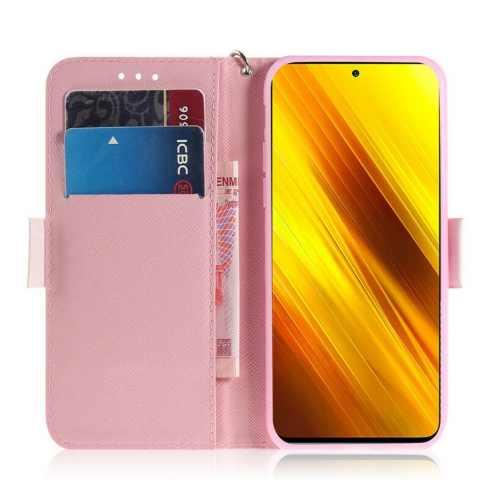 Flip Case Für Poco X3 / X3 Pro / X3 NFC Mit Kordel Tanga-panda-liebe