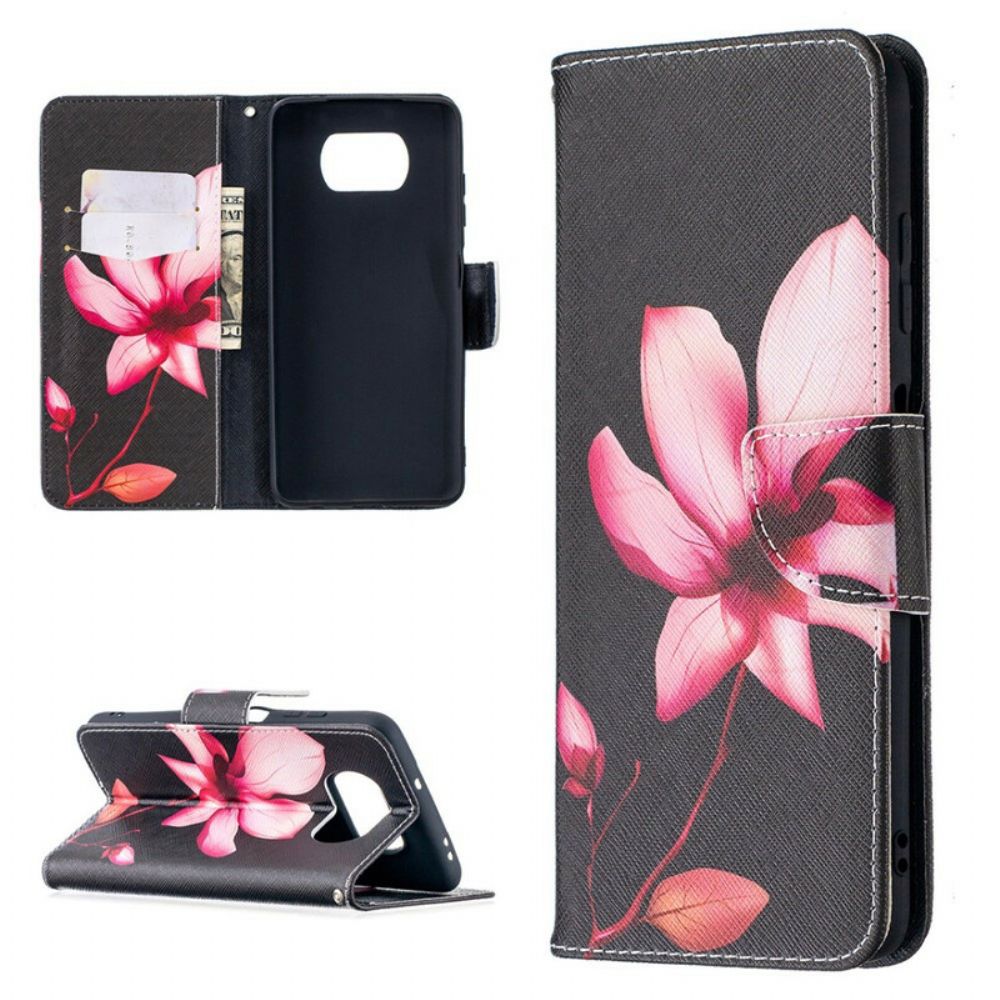 Flip Case Für Poco X3 / X3 Pro / X3 NFC Rosa Blume