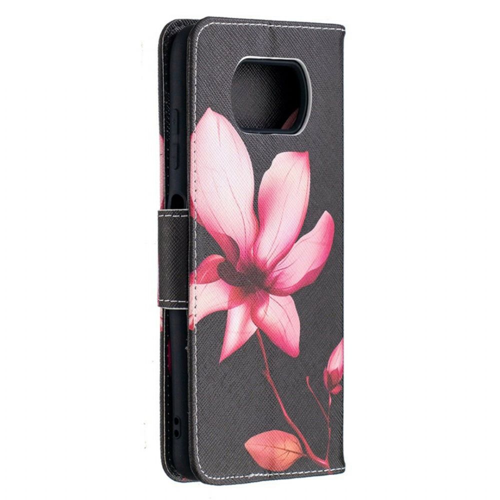 Flip Case Für Poco X3 / X3 Pro / X3 NFC Rosa Blume