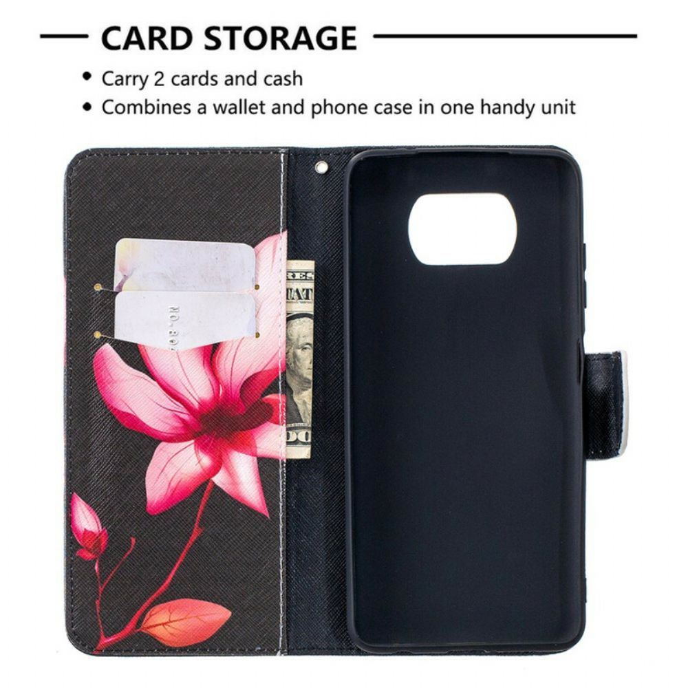 Flip Case Für Poco X3 / X3 Pro / X3 NFC Rosa Blume