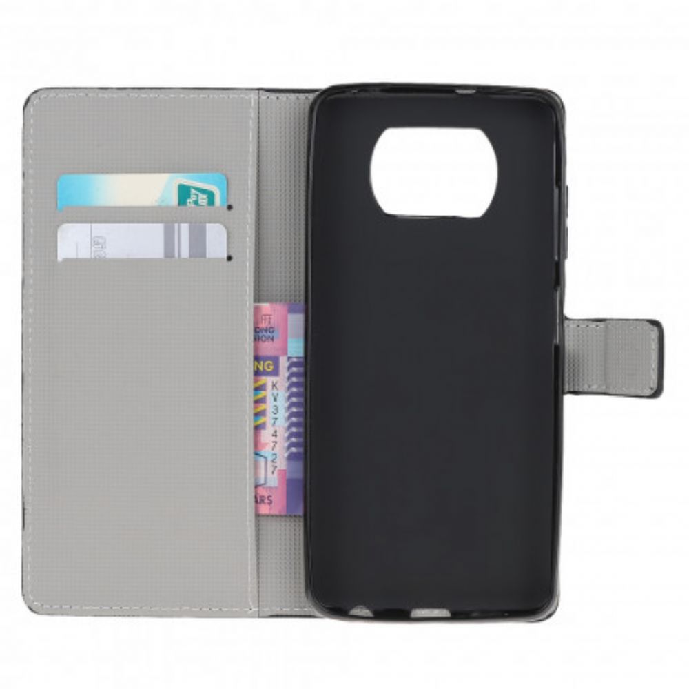 Flip Case Für Poco X3 / X3 Pro / X3 NFC Schlafende Eule