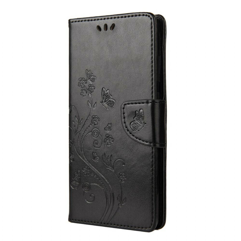 Flip Case Für Poco X3 / X3 Pro / X3 NFC Schmetterlinge Und Blumen