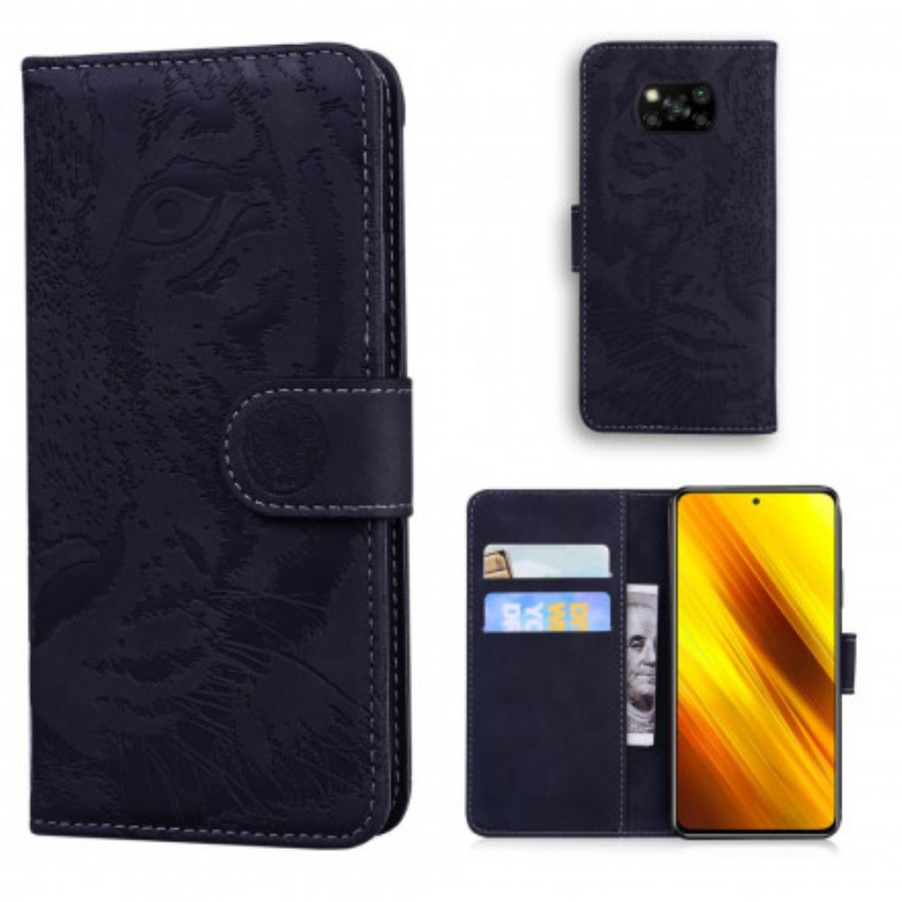 Flip Case Für Poco X3 / X3 Pro / X3 NFC Tigergesichtsdruck