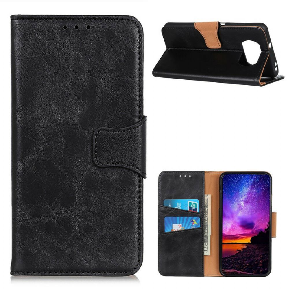 Flip Case Für Poco X3 / X3 Pro / X3 NFC Wendeverschluss Aus Spaltleder