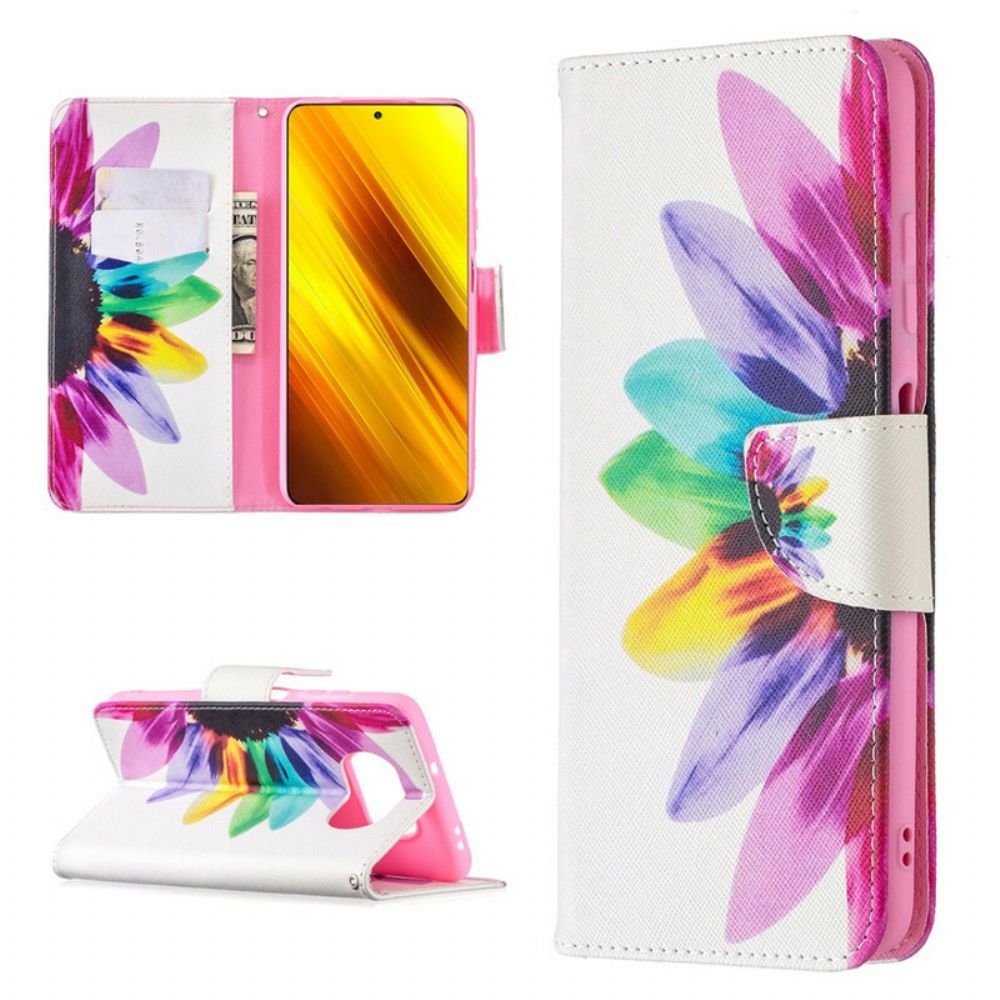 Lederhüllen Für Poco X3 / X3 Pro / X3 NFC Aquarell Blume