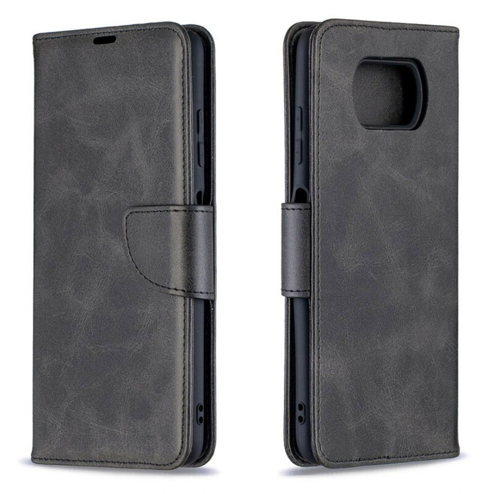 Lederhüllen Für Poco X3 / X3 Pro / X3 NFC Flip Case Glatte Schräge Klappe