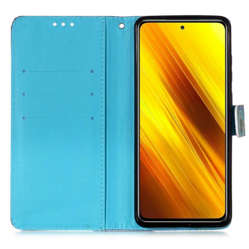 Lederhüllen Für Poco X3 / X3 Pro / X3 NFC Goldene Schmetterlinge