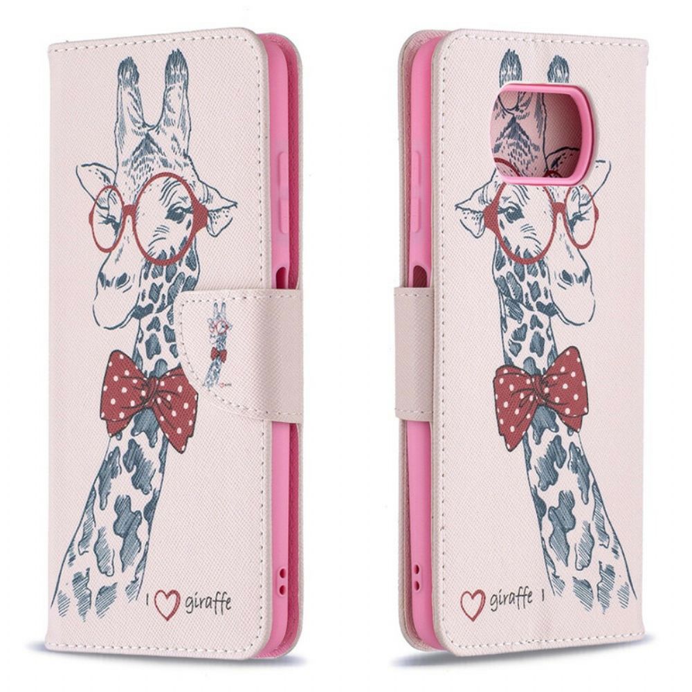 Lederhüllen Für Poco X3 / X3 Pro / X3 NFC Nerdige Giraffe