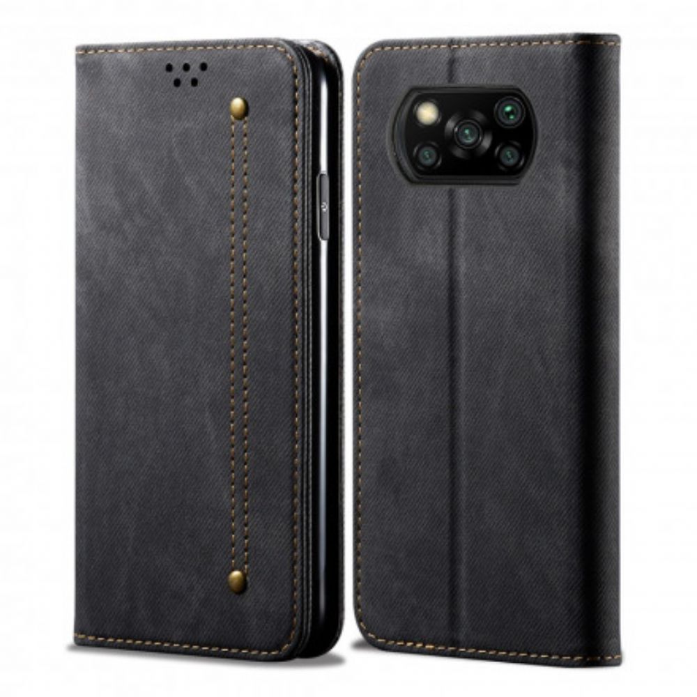 Schutzhülle Für Poco X3 / X3 Pro / X3 NFC Flip Case Jeans-textur Aus Lederimitat