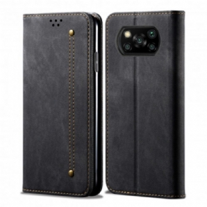 Schutzhülle Für Poco X3 / X3 Pro / X3 NFC Flip Case Jeans-textur Aus Lederimitat