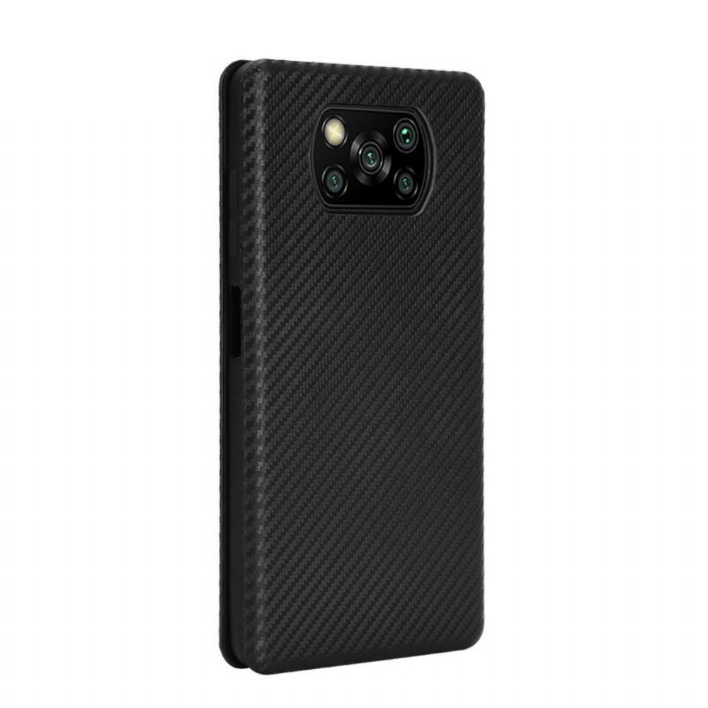 Schutzhülle Für Poco X3 / X3 Pro / X3 NFC Flip Case Kohlefaser Mit Stützring