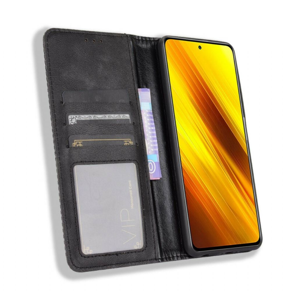 Schutzhülle Für Poco X3 / X3 Pro / X3 NFC Flip Case Stilisierter Vintage-ledereffekt