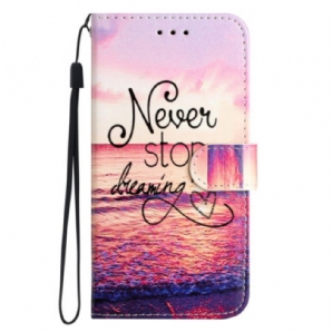 Lederhüllen Für Poco C65 Never Stop Dreaming Mit Strap